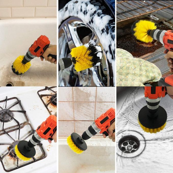 Yellow Power Scrubber Drill Brush 3 Piece Kit For Cleaning 1