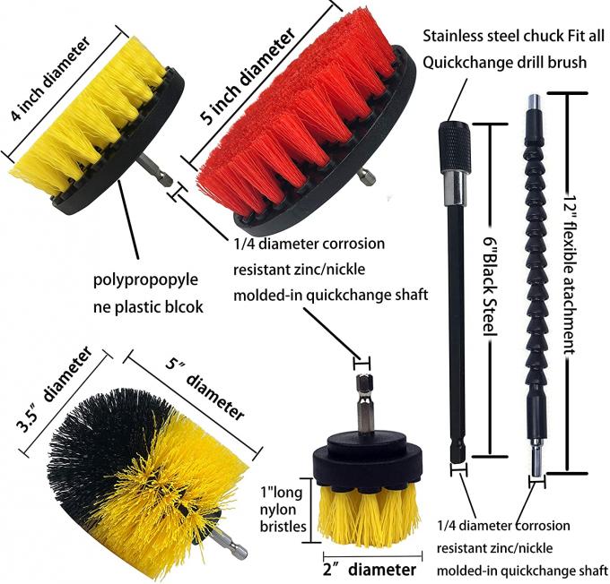 15Pcs Polypropylene Drill Brush Attachments Set Scrub Sponge Tube Grouting 0