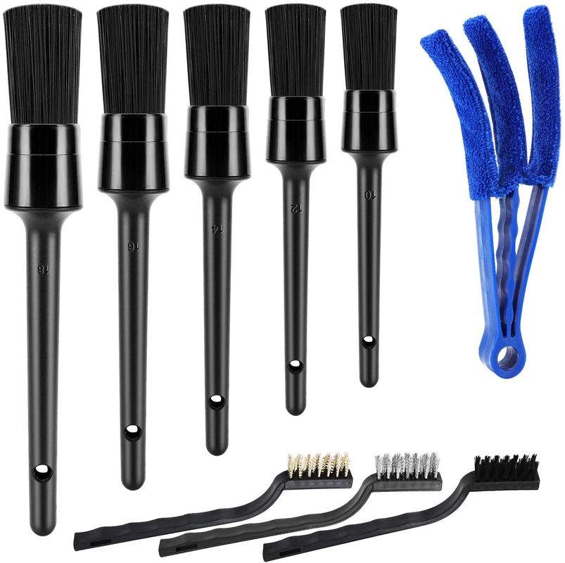 9pcs Auto Car Cleaning Brush Kit 10.4 Ounces Nylon Bristles