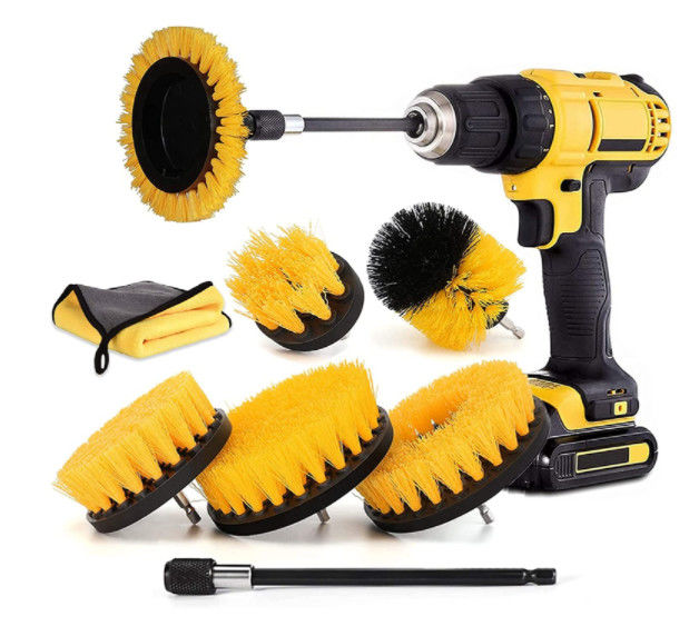 8pcs Yellow Drill Scrubber Brush for cordless screwdriver M10