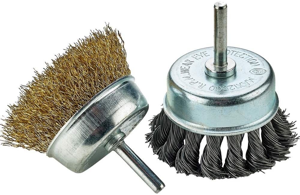 Good price 8.5cm Wire Wheel Brush Set 2pcs Knotting Crimping Stainless Steel Cup Brush online