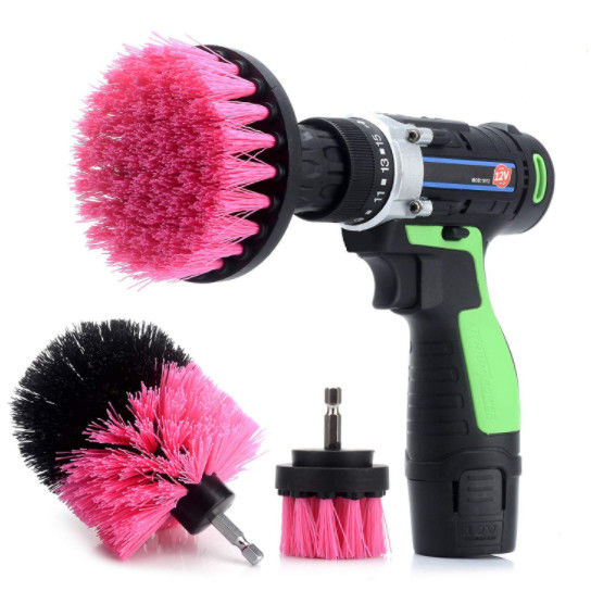 5cm Pink Drill Cleaning Brush Head Attachment 230g Medium Bristles Cleaning Kit