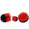 Power Scrub 3 Piece Drill Brush Set Polypropylene Nylon Red Color 3.5"